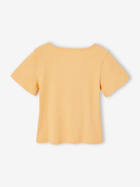 Girl's fancy bow t-shirt striped blue+yellow - vertbaudet enfant 