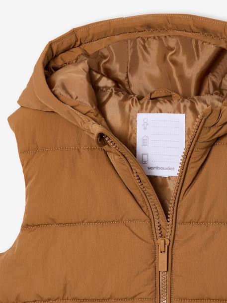 Lightweight Hooded Waistcoat for Boys pecan nut - vertbaudet enfant 