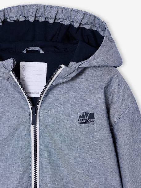 Coupe-vent garçon capuche zippé bleu chambray - vertbaudet enfant 