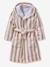 Customisable children's bear bathrobe, with recycled cotton striped beige - vertbaudet enfant 