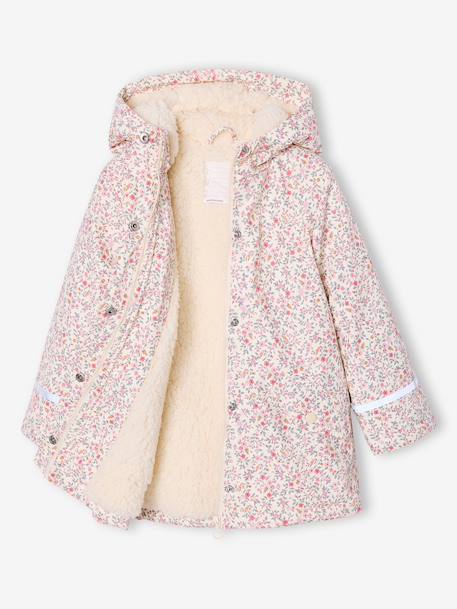 Raincoat with Sherpa Lining for Girls anthracite+indigo+multicoloured+pale pink - vertbaudet enfant 