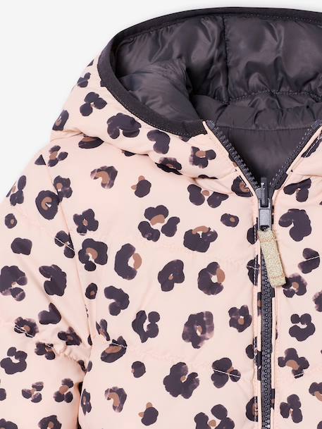 Doudoune fille légère réversible anthracite+rose pâle - vertbaudet enfant 