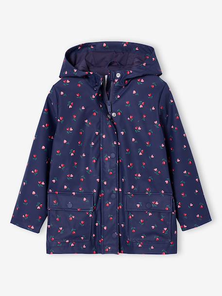 Ciré fille à capuche imprimé marine+multicolore+vanille - vertbaudet enfant 