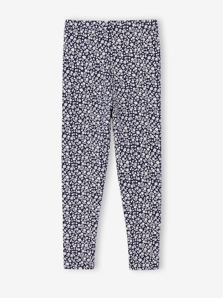 Lot de 2 leggings fille Basics indigo+kaki+marron imprimé+vert sauge - vertbaudet enfant 
