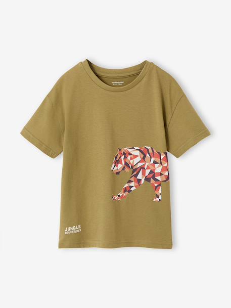 Short-sleeved tiger t-shirt olive - vertbaudet enfant 