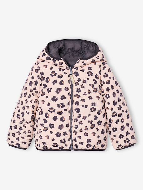 Reversible Lightweight Jacket for Girls anthracite+pale pink - vertbaudet enfant 