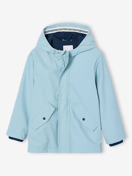 Hooded rain coat with multiple pockets aqua green - vertbaudet enfant 