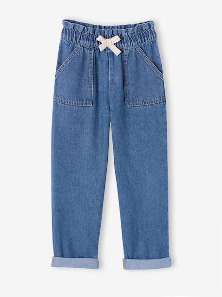 Paperbag denim trouser light blue+medium blue - vertbaudet enfant 