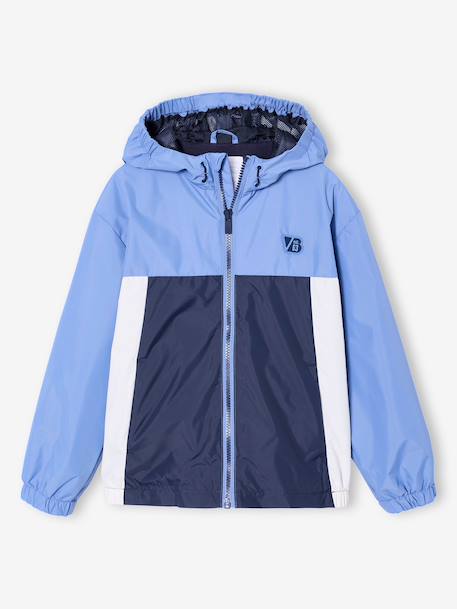Blouson garçon coupe-vent colorblock bleu moyen+kaki+vert d'eau - vertbaudet enfant 