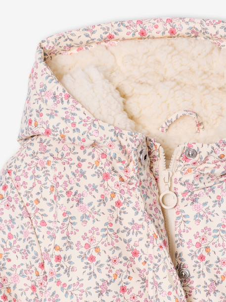 Raincoat with Sherpa Lining for Girls anthracite+indigo+multicoloured+pale pink - vertbaudet enfant 