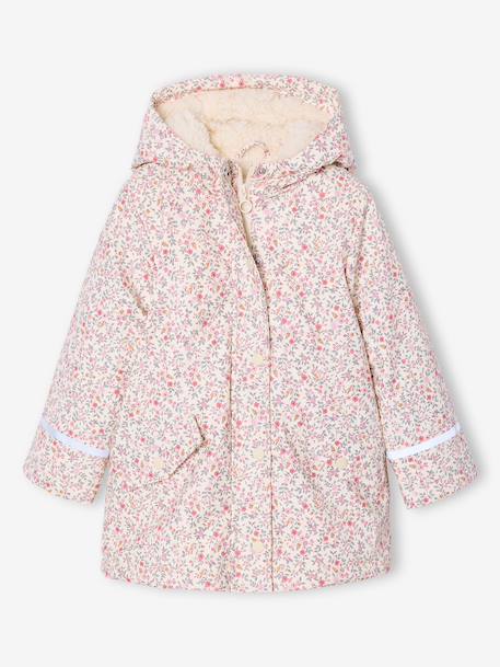 Ciré fille à capuche doublé sherpa anthracite+indigo+multicolore+rose pâle - vertbaudet enfant 