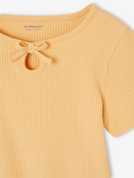 Girl's fancy bow t-shirt striped blue+yellow - vertbaudet enfant 