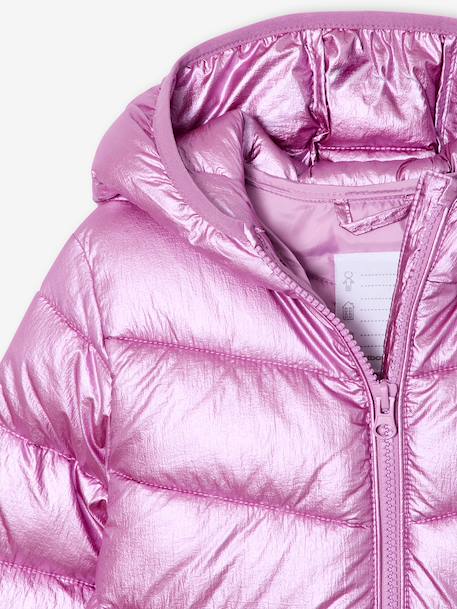 Lightweight hooded puffer jacket with a shimmer effect for girls gold+rose - vertbaudet enfant 
