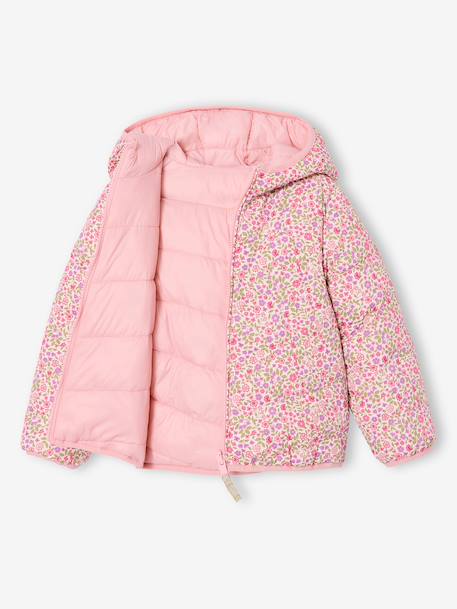 Doudoune fille légère réversible anthracite+rose pâle - vertbaudet enfant 