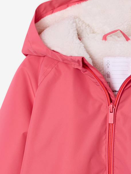 Coupe-vent fille à capuche doublé sherpa rose - vertbaudet enfant 