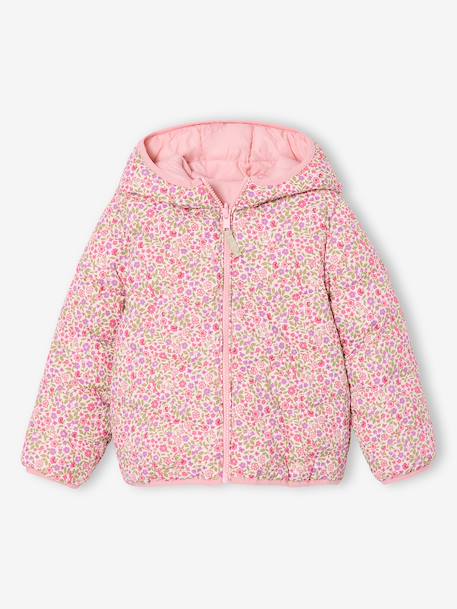 Reversible Lightweight Jacket for Girls anthracite+pale pink - vertbaudet enfant 