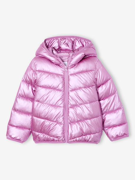 Lightweight hooded puffer jacket with a shimmer effect for girls gold+rose - vertbaudet enfant 