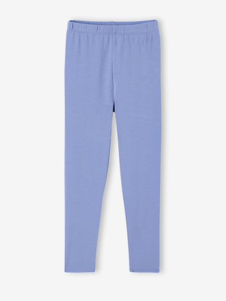 Pack of 2 Basics Leggings for Girls indigo+khaki+printed brown+sage green - vertbaudet enfant 