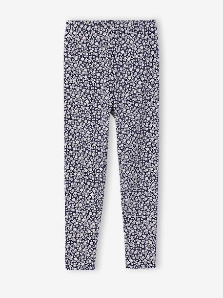 Lot de 2 leggings fille Basics indigo+kaki+marron imprimé+vert sauge - vertbaudet enfant 