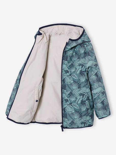 Reversible lightweight puffer jacket for boys green+ocean blue - vertbaudet enfant 
