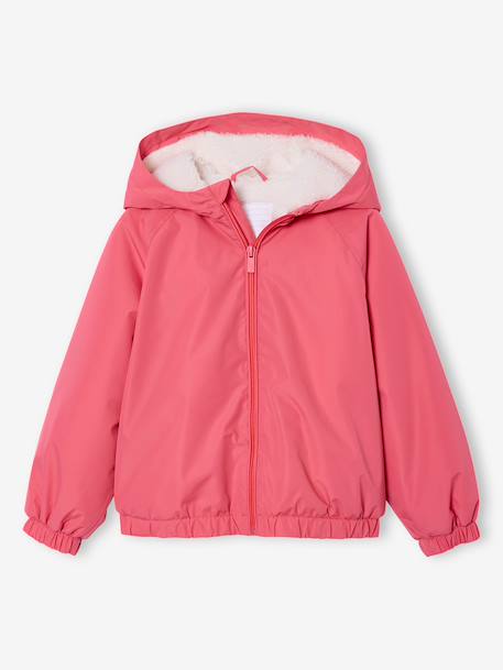 Coupe-vent fille à capuche doublé sherpa rose - vertbaudet enfant 