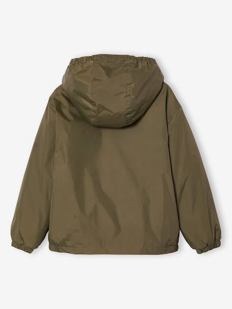 Windcheater with Sherpa-Lined Hood for Boys caramel+khaki+navy blue+olive - vertbaudet enfant 