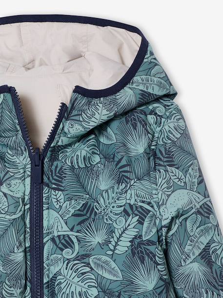 Reversible lightweight puffer jacket for boys green+ocean blue - vertbaudet enfant 