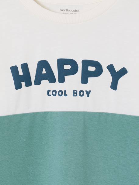 Sweatshirt with long colour block sleeves aqua green - vertbaudet enfant 