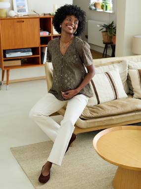 -Chemisier grossesse et allaitement en broderie anglaise