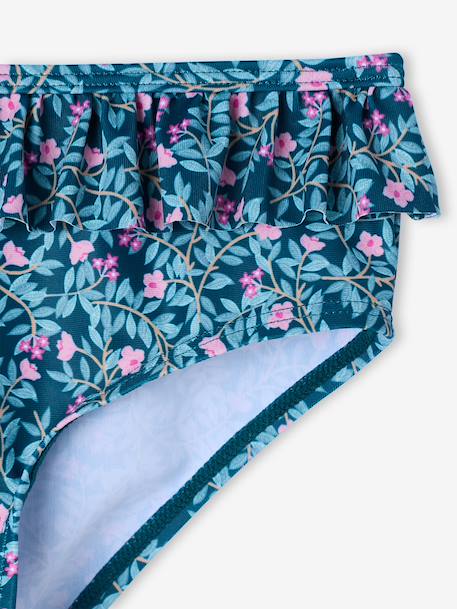 Girl's floral two-piece swimsuit emerald green - vertbaudet enfant 