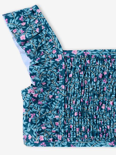 Girl's floral two-piece swimsuit emerald green - vertbaudet enfant 