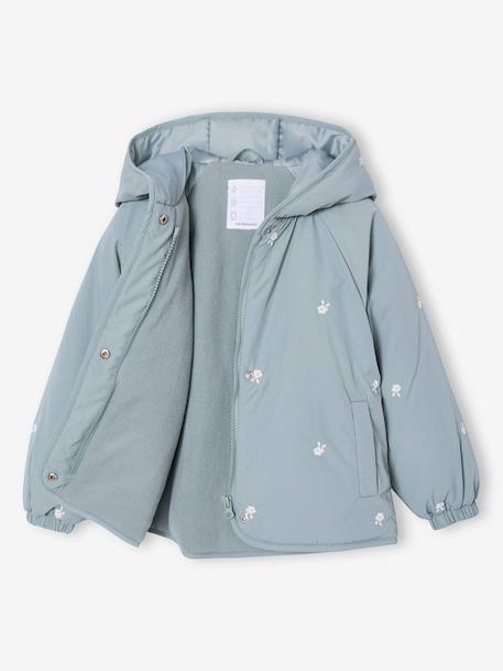 Girl's embroidered lightweight jacket grey green - vertbaudet enfant 