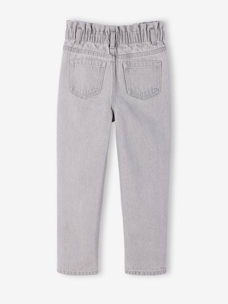 Jean fille paperbag poches coeur bleu moyen+denim brut+denim gris - vertbaudet enfant 