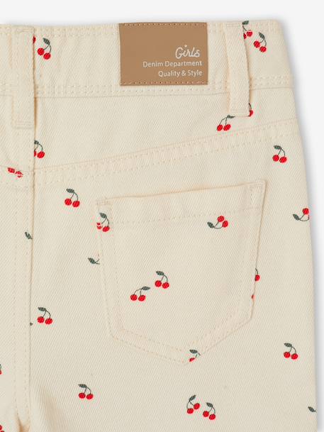 Girl's wide-leg cherry print cotton trousers vanilla - vertbaudet enfant 