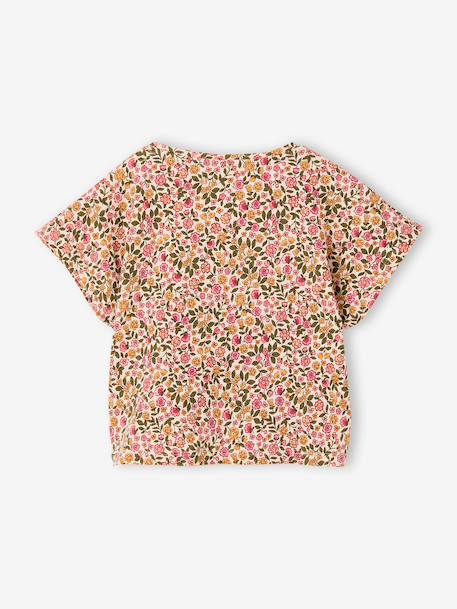 Blouse with short sleeves almond green+printed white - vertbaudet enfant 