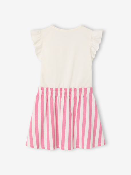 2-in-1-Effect Dress for Girls beige+ecru+indigo+pale pink+striped pink - vertbaudet enfant 