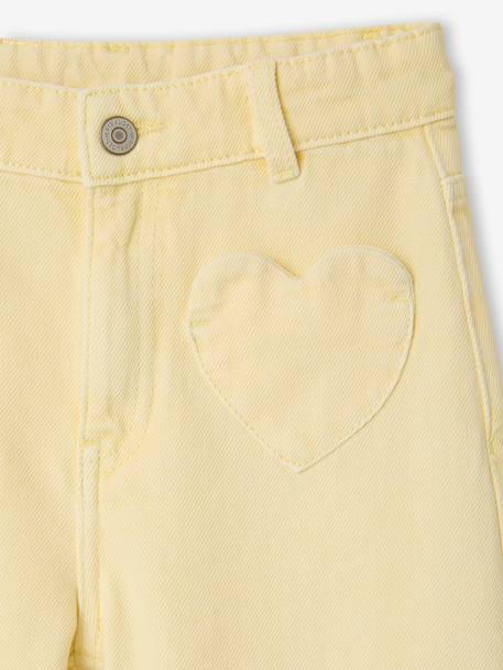 Girl's wide-leg trousers with heart pockets pale yellow+rosy - vertbaudet enfant 