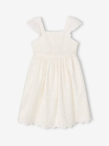 Girls’ Cotton Broderie Anglaise Dress white - vertbaudet enfant 