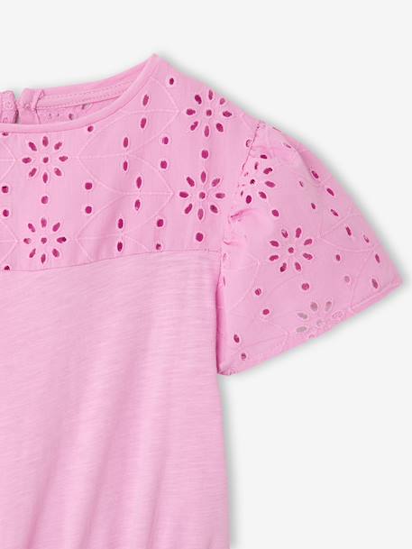 Girls' dress with English embroidery details coral+lilac+mauve+pale blue+sage green - vertbaudet enfant 
