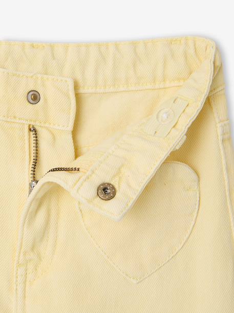 Girl's wide-leg trousers with heart pockets pale yellow+rosy - vertbaudet enfant 
