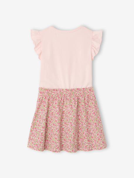 2-in-1-Effect Dress for Girls beige+ecru+indigo+pale pink+striped pink - vertbaudet enfant 