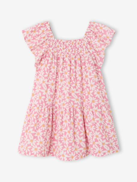Smocked Dress with Floral Print rosy+vanilla - vertbaudet enfant 