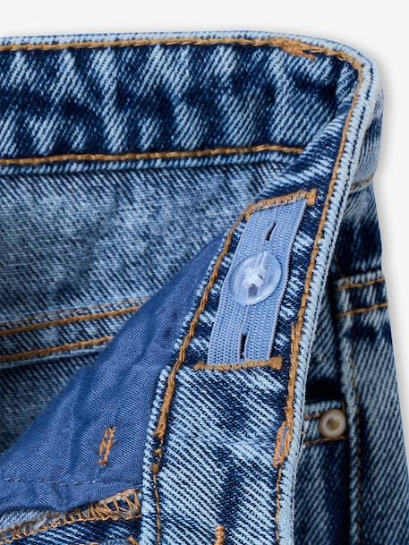 Girls' embroidered floral Mom jeans light blue+medium blue - vertbaudet enfant 
