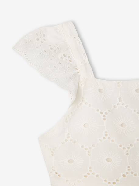 Girls’ Cotton Broderie Anglaise Dress white - vertbaudet enfant 