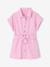 Girl's belted dress in cotton twill mauve - vertbaudet enfant 