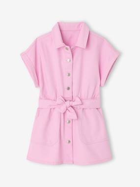 -Robe ceinturée fille en twill coton