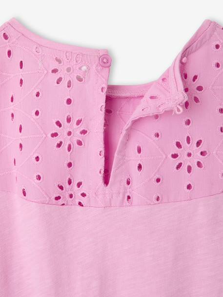 Girls' dress with English embroidery details coral+lilac+mauve+pale blue+sage green - vertbaudet enfant 