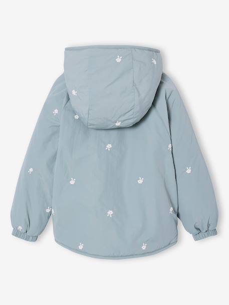 Girl's embroidered lightweight jacket grey green - vertbaudet enfant 