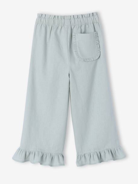 Girl's wide bermuda shorts with frills sage green - vertbaudet enfant 