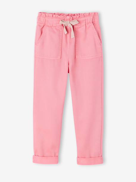Fluid Paperbag-Style Trousers for Girls coral+khaki+rose - vertbaudet enfant 